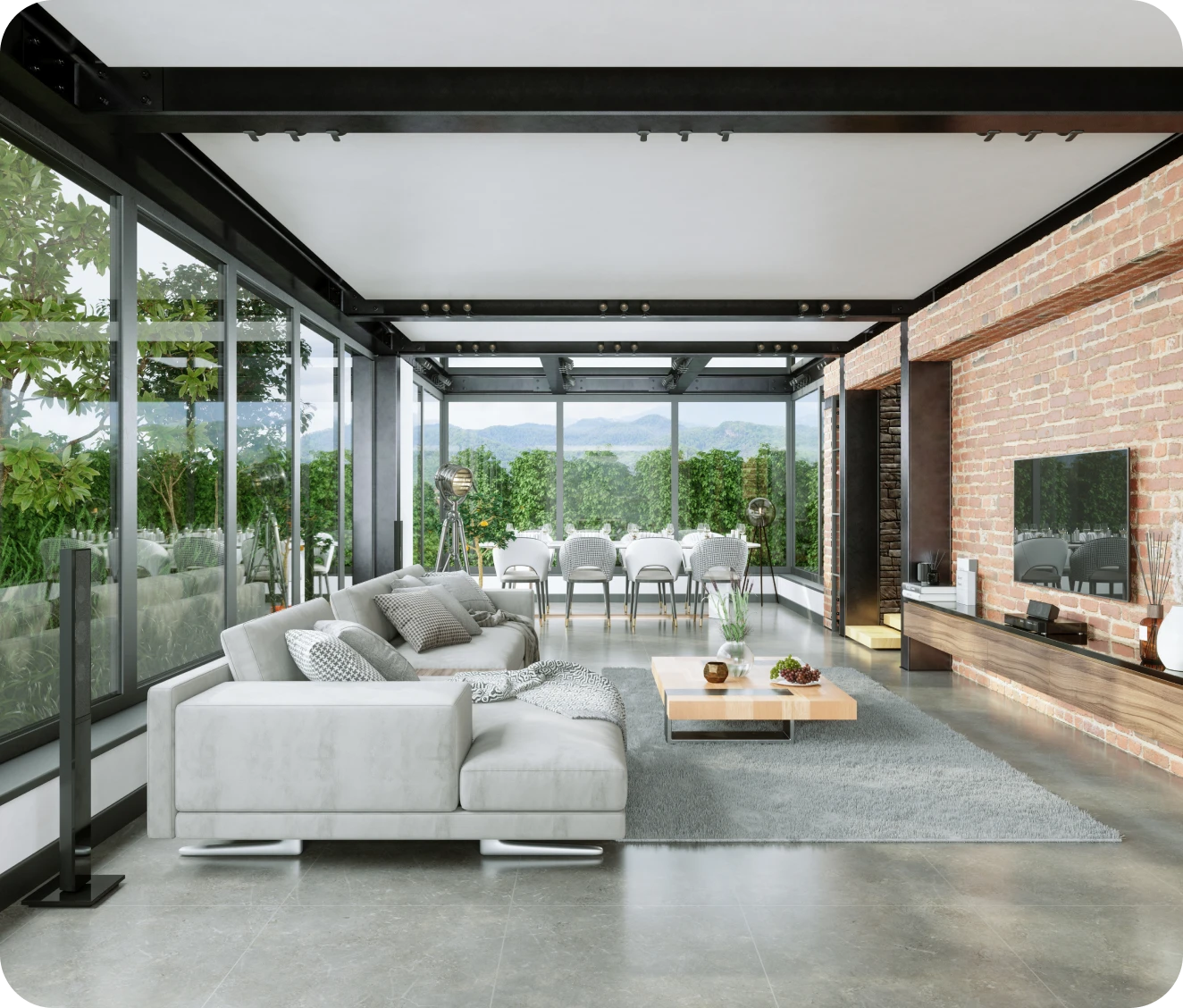 Spacious open-plan living and dining area
